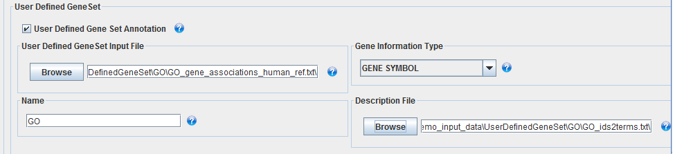 GLANET User Defined Gene Set